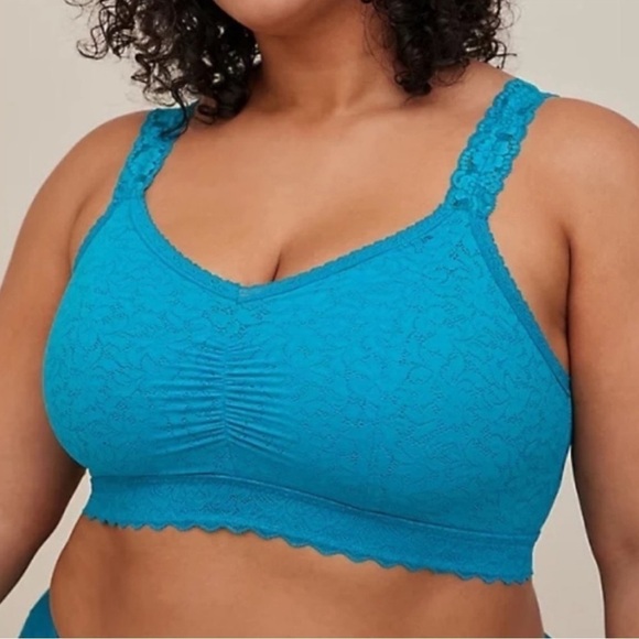 NWT Torrid Bralite 4-Way Stretch Lace Bralette in Teal Blue - Picture 1 of 7
